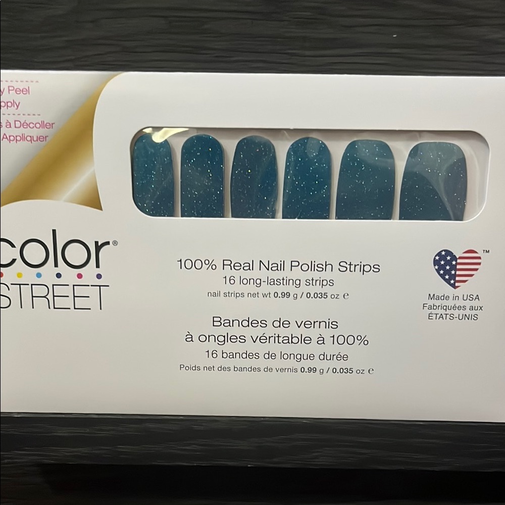Color Street Teal Sparkle Nail Strips Eat teal you drop
